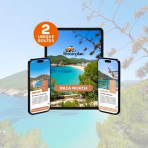 Ibiza north route plan with 2 scenic day routes including hidden beaches and panoramic viewpoints