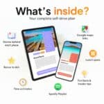 Digital Formentera grand route and higlight route guide showing stories behind places, Google Maps navigation links, time estimates and lunch spots.