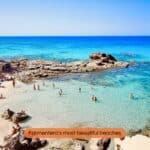 Crystal clear turquoise waters at one of the most beautiful beaches in Formentera.