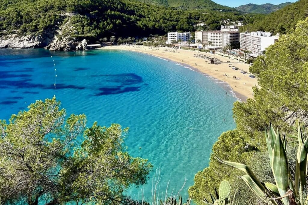 Turquoise bay in Ibiza discovered during a self-drive road trip